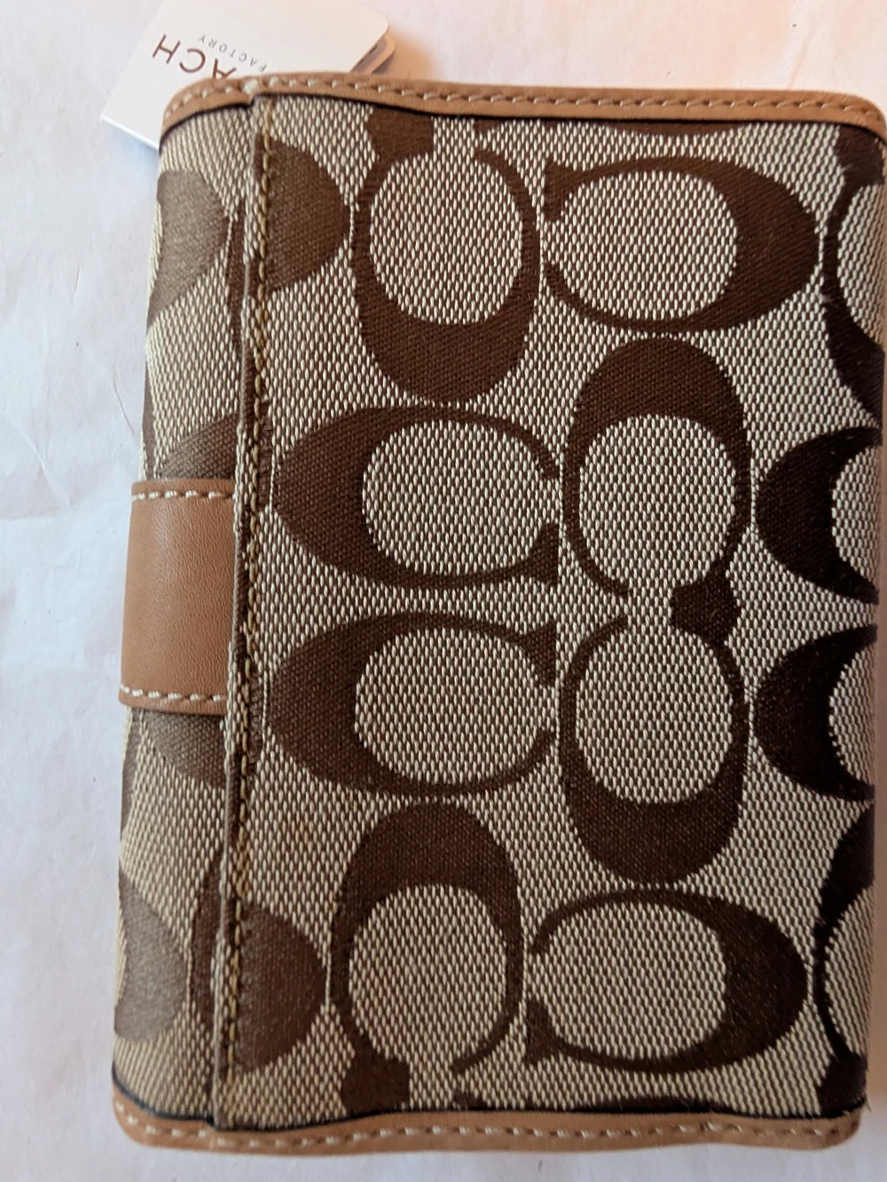 COACH Men’s Signature Canvas Trifold Wallet in Brown/Tan